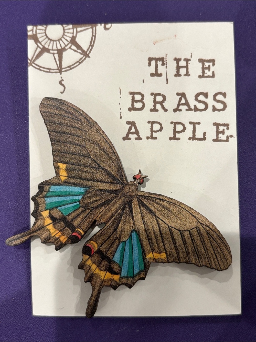 The Brass Apple Butterfly Brooch Pin